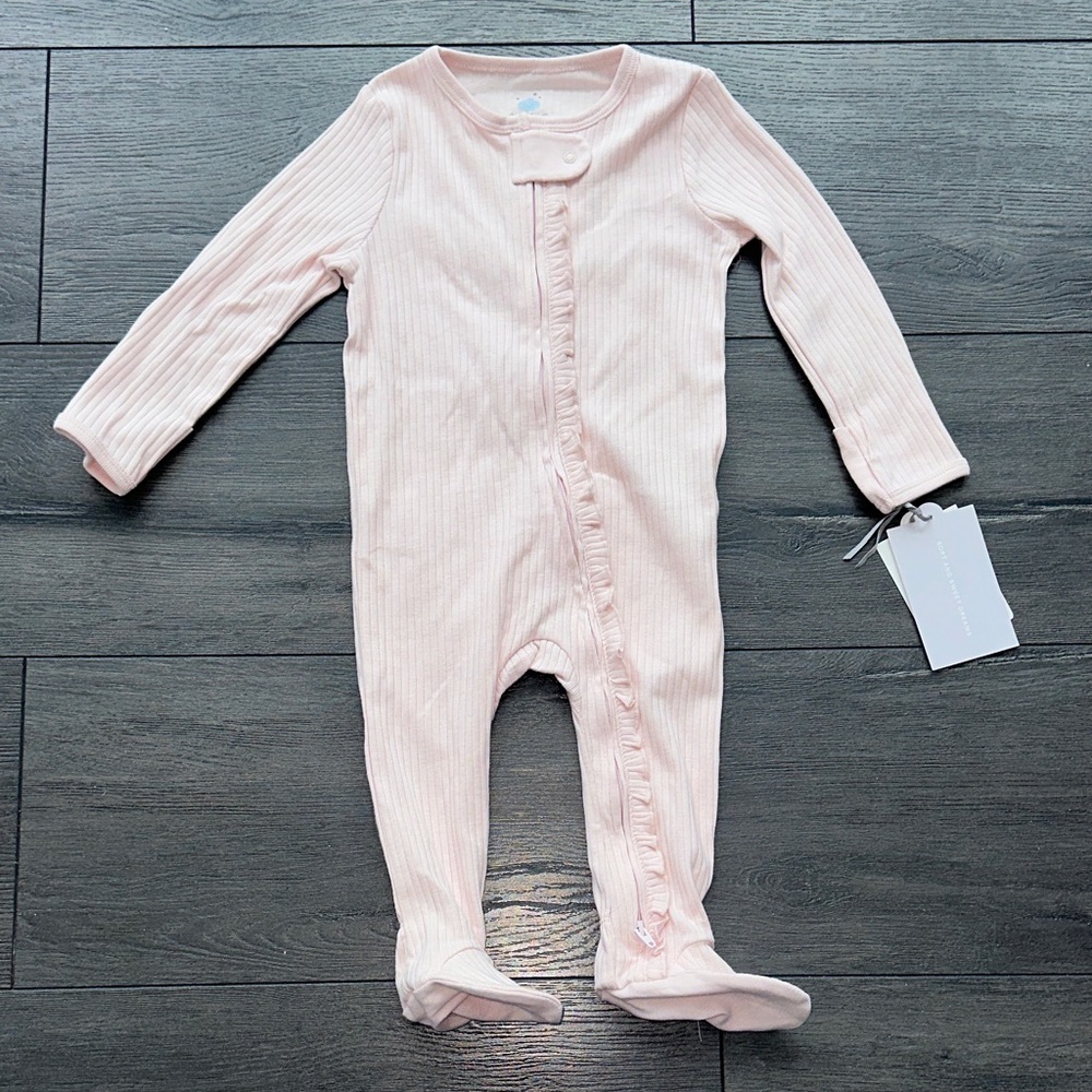 Cloud Island Light Pink Ribbed Footie